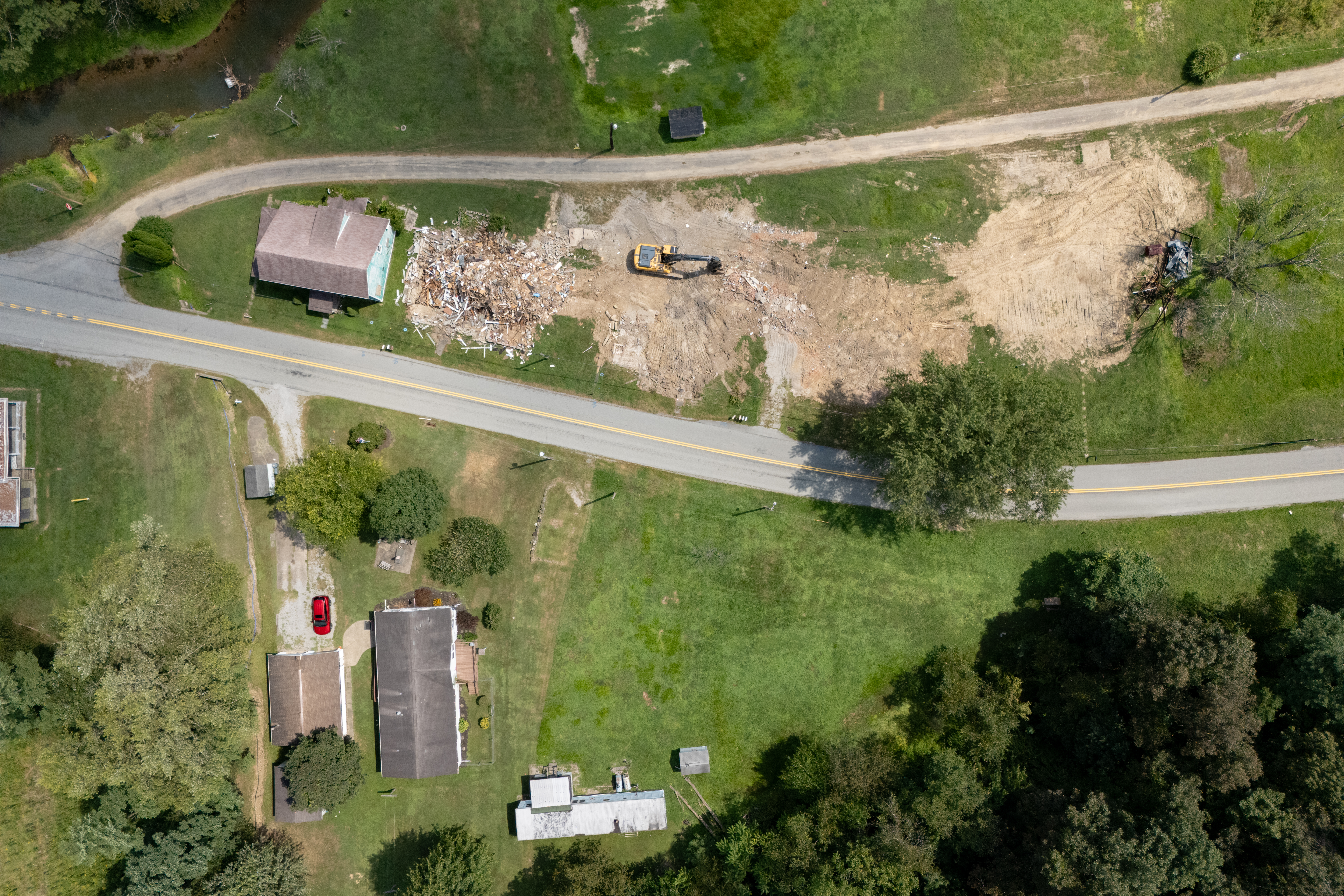 Houses on Oak Forest Road, five miles south of Waynesburg, were torn down after being undermined by the Cumberland Mine in 2024. Houses on Oak Forest Road, five miles south of Waynesburg, were torn down after being undermined by the Cumberland Mine in 2024.